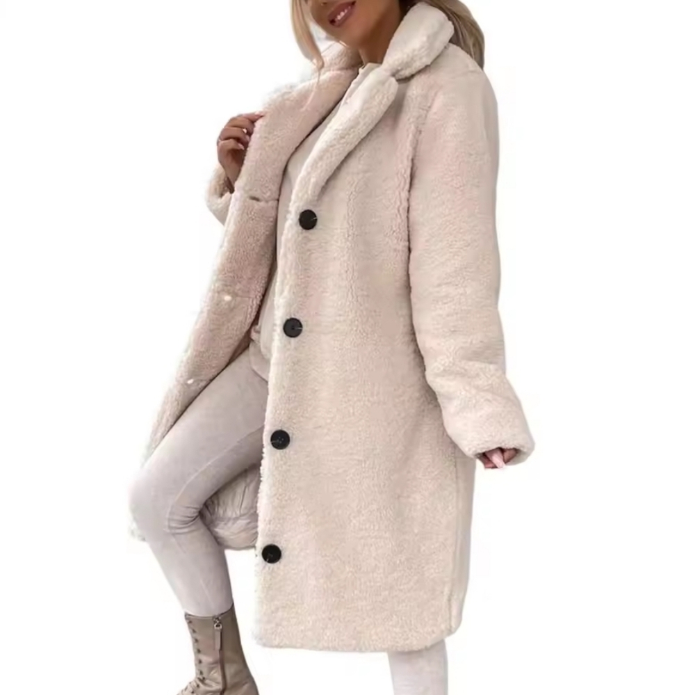 Women Teddy Jacket Super Soft Coldproof Single-breasted Trench Coat Plush Autumn - Picture 3 of 4